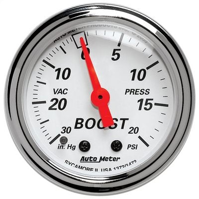 Auto Meter Arctic White Mechanical Boost/Vacuum Gauge, 2-1/16 Inch - 1372